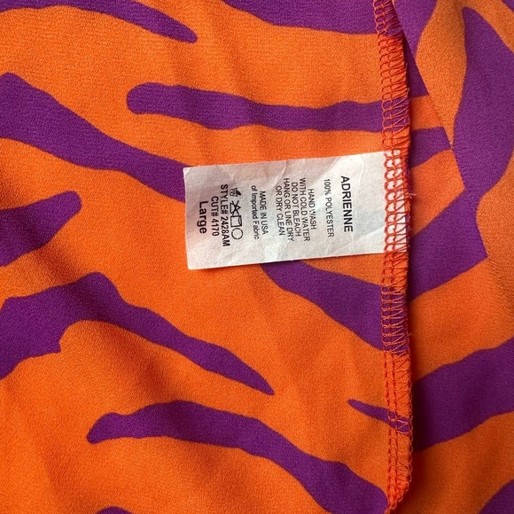 Adrienne Orange and Purple Animal Print Blouse - Picture 6 of 6